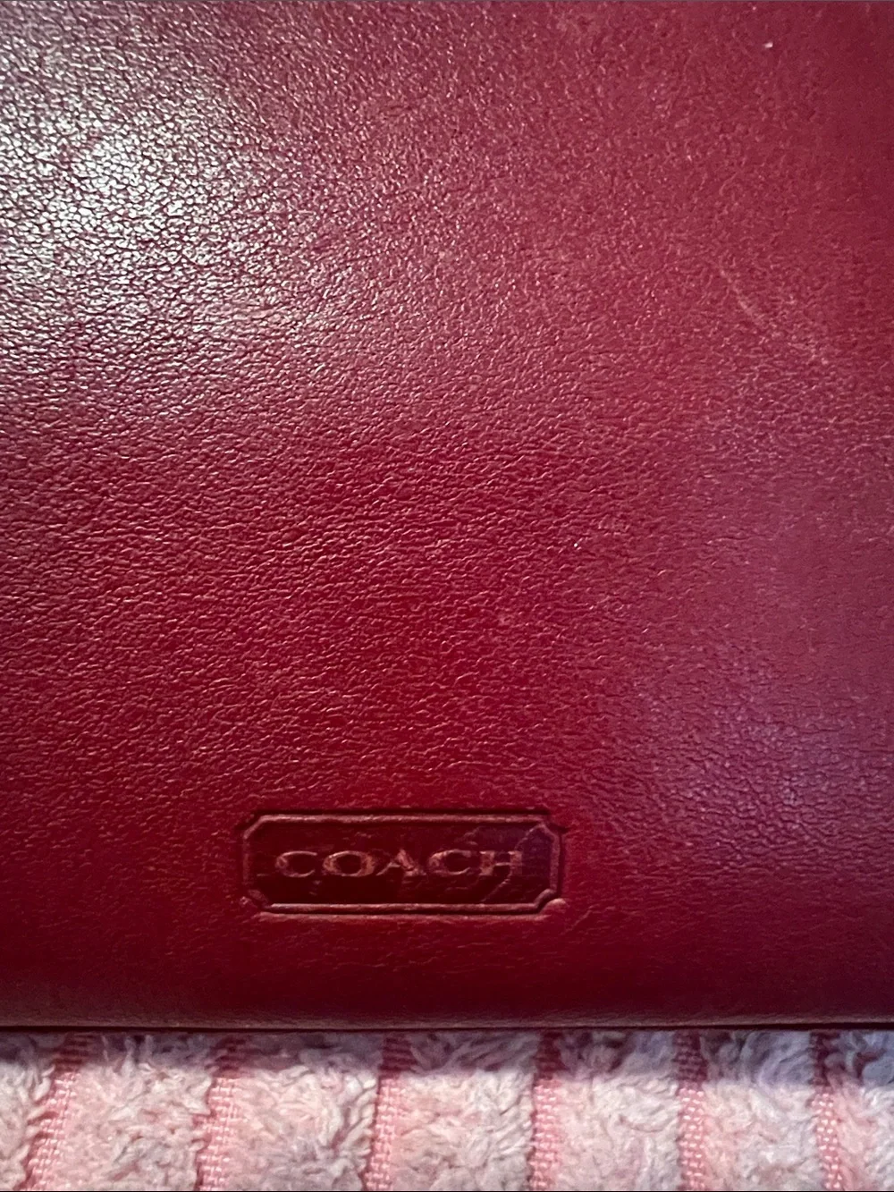 Coach Vintage Red Leather Flat Cosmetic Case